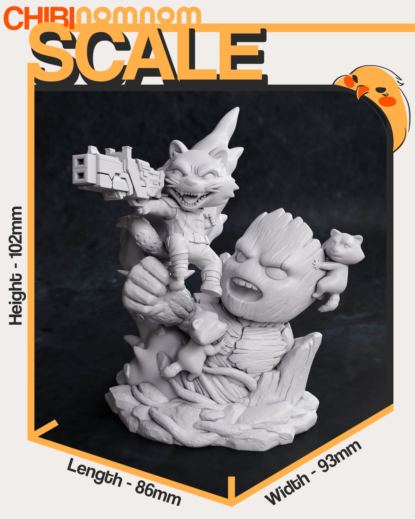 Chibi Rocket and Groot