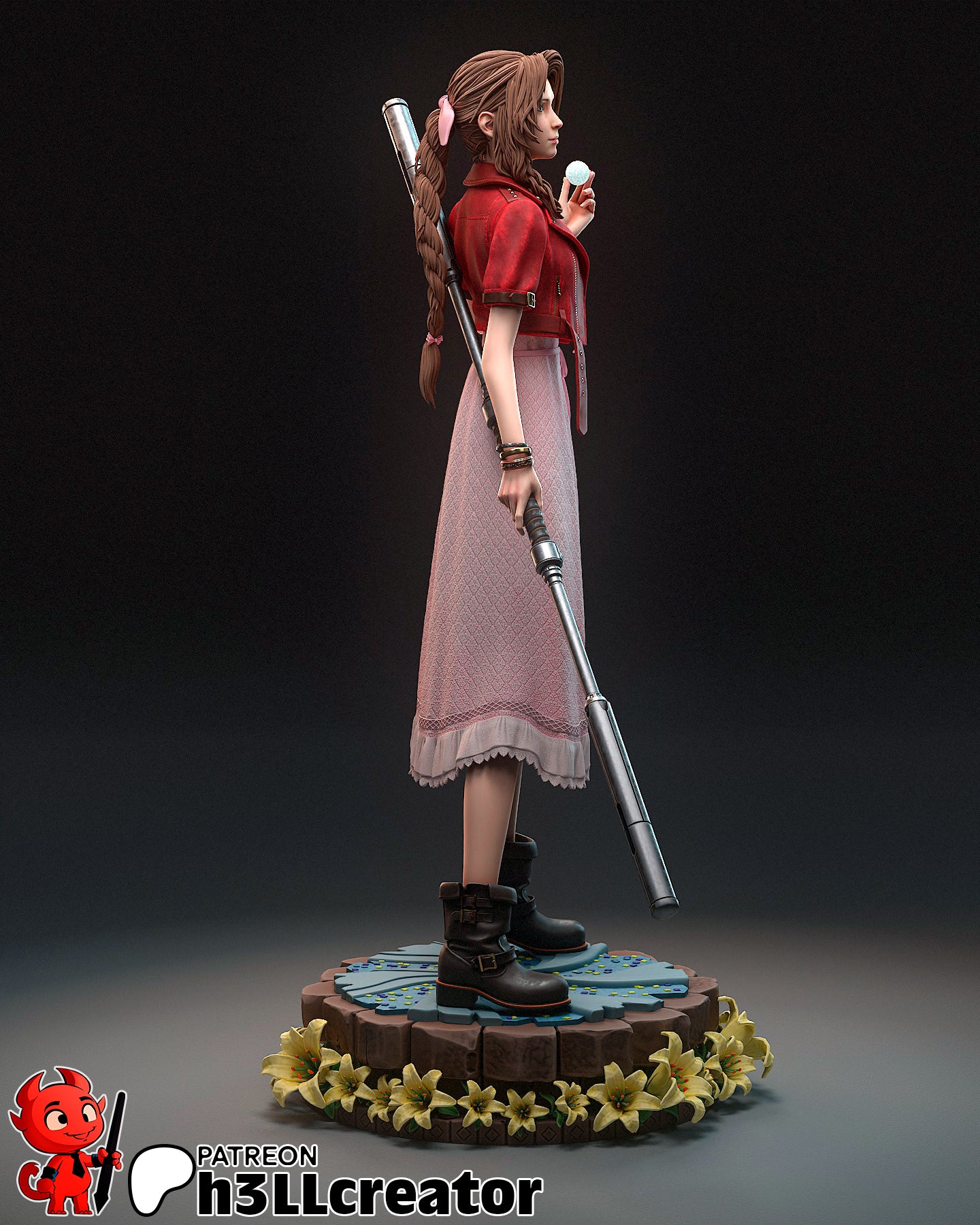 aerith red dress figure Final Fantasy FFVII Ramake 8 Inch Action Figure Play Arts Kai